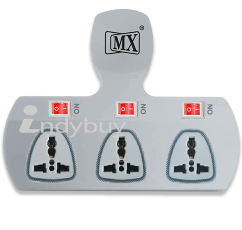 MX 3 PIN 3 WAY UNIVERSAL ADAPTOR 5 AMP. WITH INDIVIDUAL SWITCH